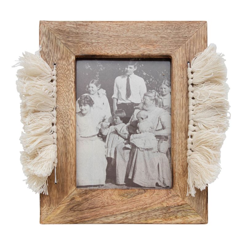 5x7 Inches White Wood, Cotton & Glass Photo Frame - Foreside Home & Garden, 1 of 8