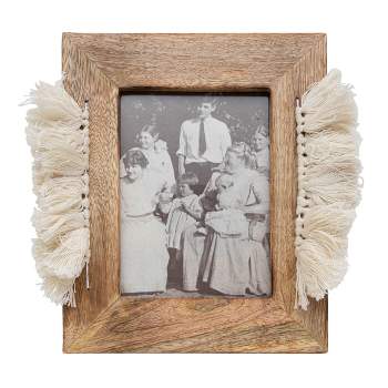 5x7 Inches White Wood, Cotton & Glass Photo Frame - Foreside Home & Garden
