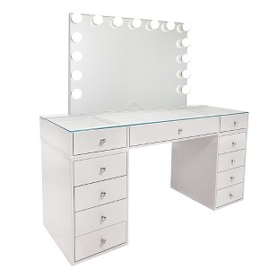 Impressions Vanity SlayStation® Naomi Vanity Table + Vanity Mirror + 4 Drawer Units Bundle - 1 of 3