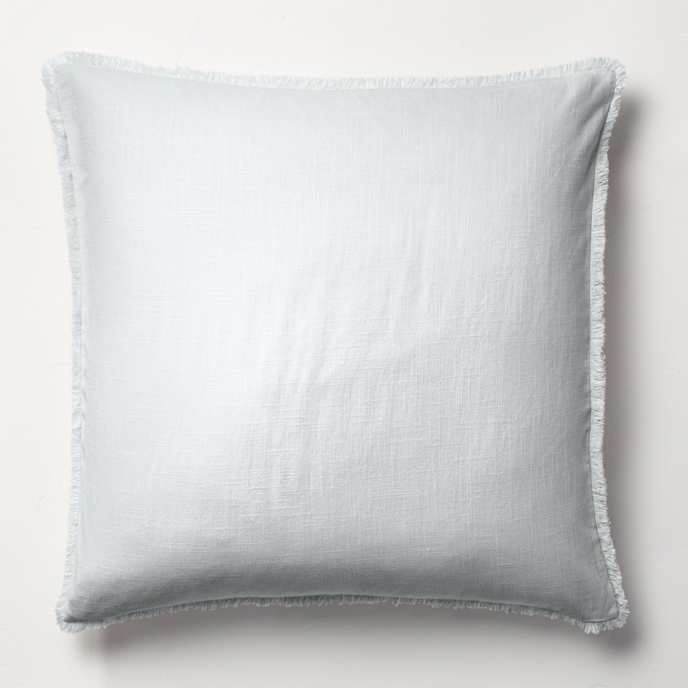 Photos - Pillowcase Euro Heavyweight Linen Blend Comforter Sham Light Gray - Casaluna™
