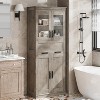67" Tall Bathroom Storage Cabinet with Glass Doors, Adjustable Shelves, Drawer for Bathroom, Dining Room, Living Room - 2 of 4