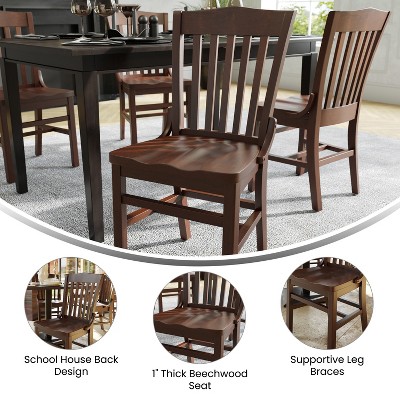 Traditional Walnut Wood Slat Back Dining Chair