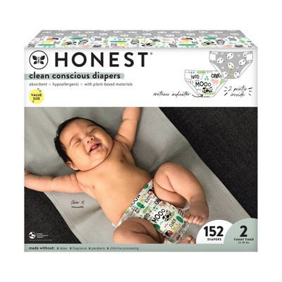 The Honest Company Clean Conscious Disposable Diapers Four Print Pack- Size 2 - 152ct