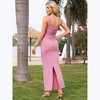 INSPIRE CHIC Women's Ruched Party Slit Hem Square Neck Sleeveless Bodycon Maxi Dress - 3 of 4