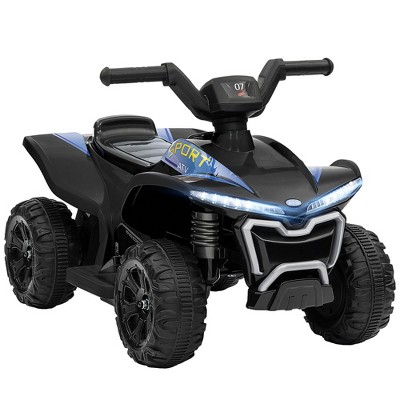 Qaba Kids ATV Quad, 6V Ride On Toy with Rechargeable Battery, Light, Music, Forward & Reverse, 4 Wheeler Battery Powered for Boys Girls, Black