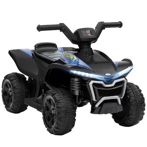 Qaba Kids ATV Quad, 6V Ride On Toy with Rechargeable Battery, Light, Music, Forward & Reverse, 4 Wheeler Battery Powered for Boys Girls, Black - 1 of 4