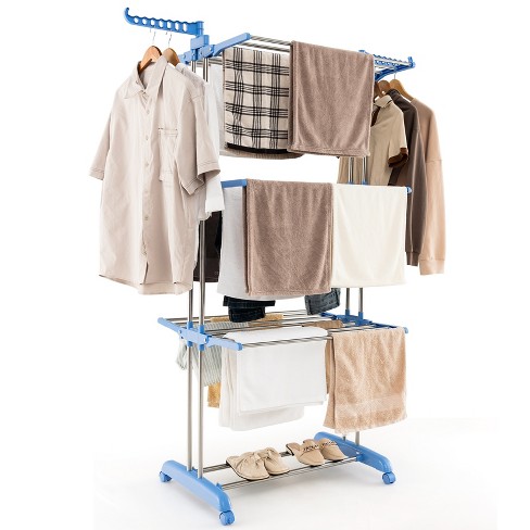 Costway 2-level Foldable Clothes Drying Rack Laundry Rack With  Height-adjustable Gullwings : Target