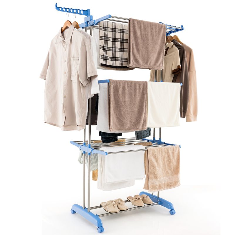 Costway 4-tier Folding Clothes Drying Rack with Rotatable Side Wings & Collapsible Shelves, 1 of 11