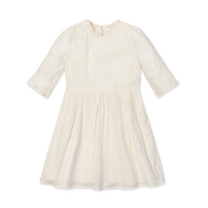 Girls' Organic Flutter Sleeve Tiered Eyelet Dress, Kids - 1 of 3
