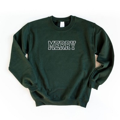 Simply Sage Market Women's Graphic Sweatshirt Embroidered Merry -White Ink