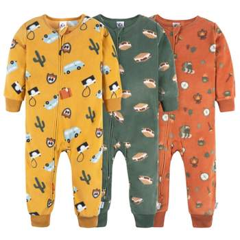 Gerber Baby Boys' Footless Fleece Pajamas, 3-Pack