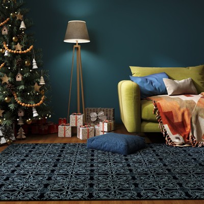 5x7ft Vintage Floral Washable Area Rug, Non-Slip Low Pile Polyester Carpet for Living Room & Bedroom