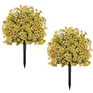 2Pcs Artificial Bushes with Ground Spike, Fake Flowers Outdoor, UV Resistant Realistic Fabric Shrubs - 1 of 4