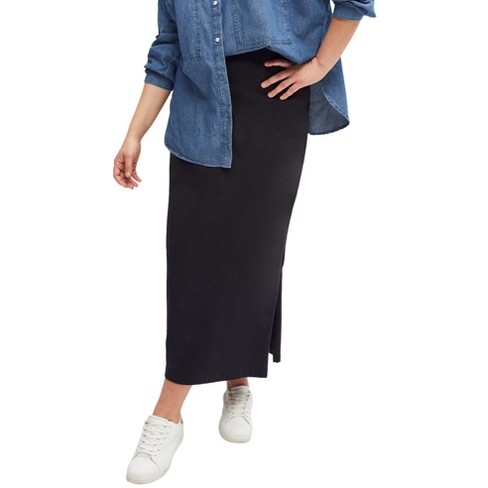 Ellos Women's Plus Size Knit Maxi Skirt, 18/20 - Black : Target