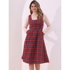 INSPIRE CHIC Women's Plaid Vintage Sleeveless High Waist Midi Pinafore A-Line Dress with Pocket - 3 of 4