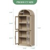 71" Tall Arched Kitchen Pantry Cabinet, Freestanding Cupboard Storage Cabinet, 5 Tier Wood Display Cabinet, Versatile Bookcase, Black Glass Door - 3 of 4