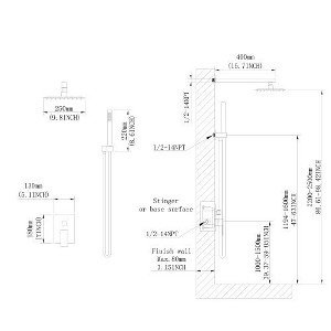 Premier 10-Inch Rainfall Shower Head Set: Comprehensive Bathroom Shower System Including Mixer and Wall-Mounted Accessories - 1 of 4