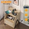 VINGLI Rattan Nightstands Set of 2 with Charging Station, 17.6" W Boho Nightstand with Drawer, Wood Nightstand Bedroom - 4 of 4
