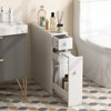 Tangkula Slim Bathroom Storage Cabinet Freestanding Toilet Paper Holder with Slide Out Drawers for Small Spaces White/Black - 3 of 4