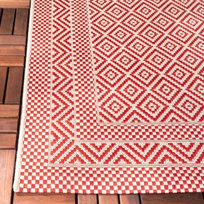 Red Rectangular Synthetic Non-slip Indoor/Outdoor Area Rug