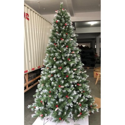 6FT Artificial Christmas Tree with 350 Warm White LED Lights, 876 Branch Tips and Foldable Metal Base for Home Office Party Holiday Decorations