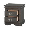 Royal Hampton Traditional Style Wooden Nightstand with Two Drawers and Metal Handles, Dark Gray - 4 of 4