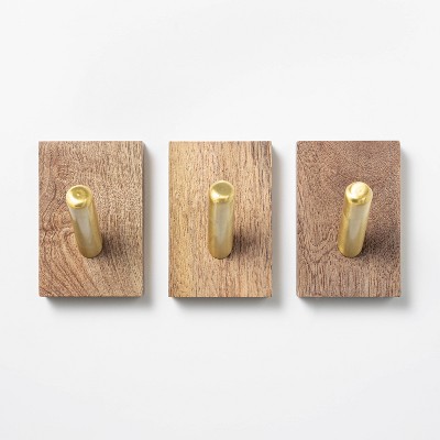 4" Set of 3 Brass Hooks Gold - Threshold™ designed with Studio McGee