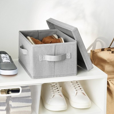 Fabric Shoe Bin with Lid Light Gray - Brightroom&#8482;