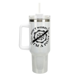 Elanze Designs Don�t Worry I'm A Pilot Airplane 40 oz. Stainless Steel, Large Water Bottle Coffee Mug, Spill & Leak Resistant, Thermal Travel Tumbler - 1 of 1