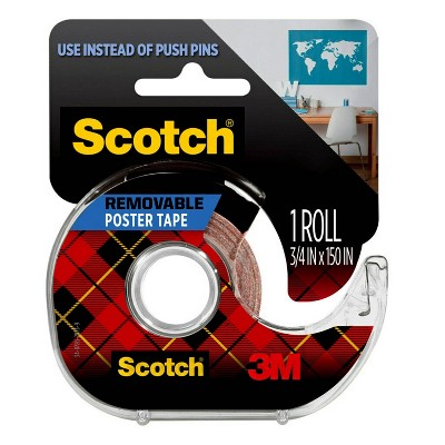 Scotch Removable Poster Tape: Clear Double Sided Wall Tape for Posters, 0.75" x 150"