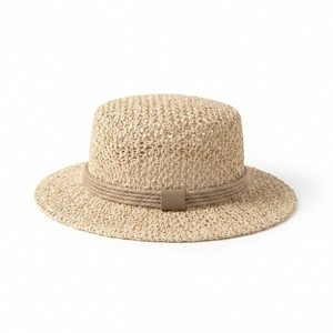 Flat Top Straw Boater Hat Vintage Style Straw Boater Hat, Light Green Velvet Ribbon  main image 4