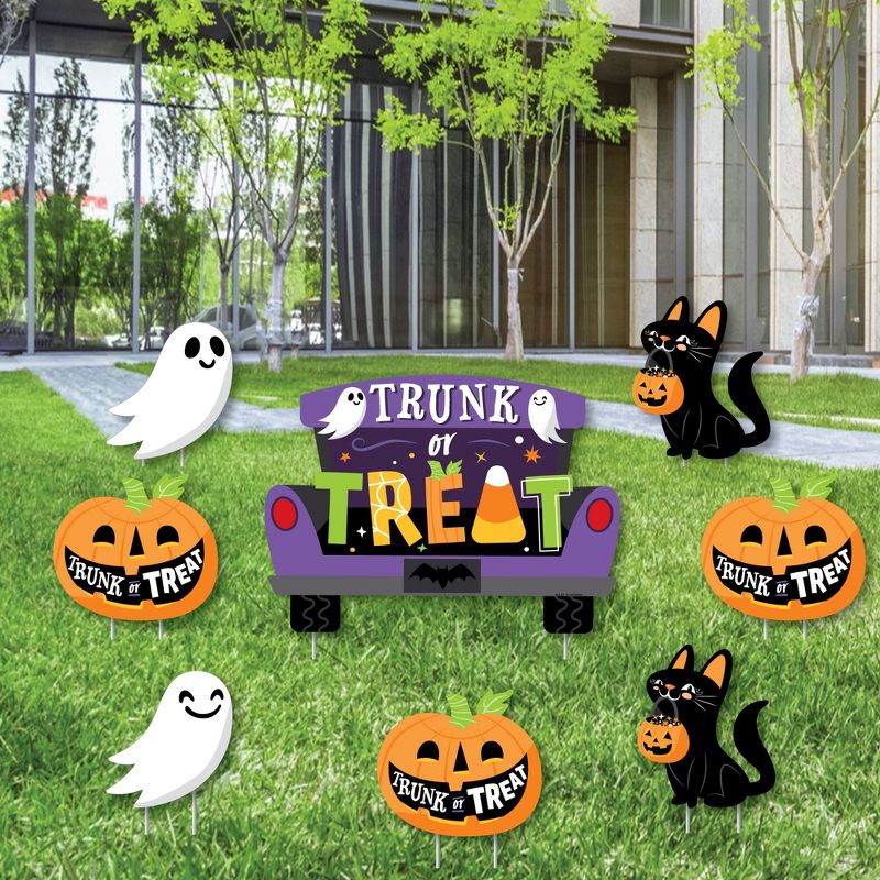 Big Dot of Happiness Trunk or Treat - Yard Sign and Outdoor Lawn Decorations - Halloween Car Parade Party Yard Signs - Set of 8, 1 of 8