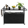 VisioGear Outdoor Bar Cart, Patio Wine Serving Cart, Rolling Rattan Beverage Bar Counter Table for Party, Black, 51.18"*19.69"*35.43" - 4 of 4