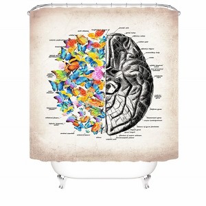 Butterfly And Brain Shower Curtains for Bathroom Waterproof Fabric Bath Curtain Durable Soft Stylish Bathroom Decor 72x72 Inch - 1 of 1