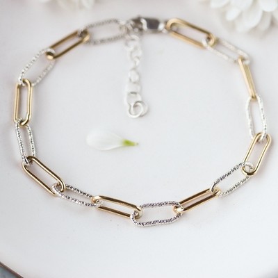 Chunky Paperclip Chain Bracelet in Gold and Silver by Lotus Stone Jewelry