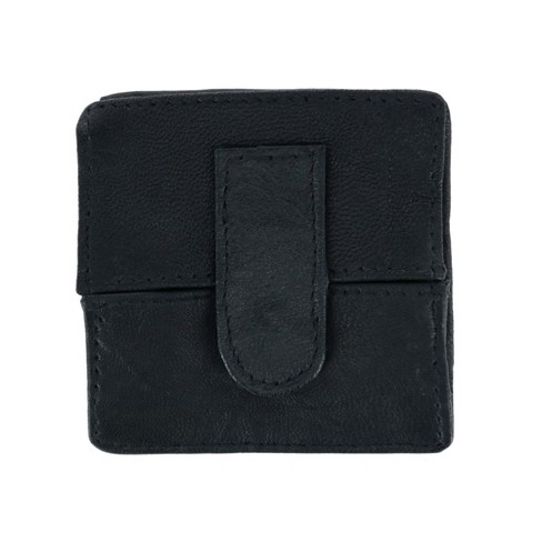 Mens Coin Purse - Leather - Snap Closure - Black