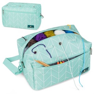 PAVILIA Yarn Bag Knitting Crochet Bag Organizer, Crocheting On The Go Storage Project Bag, Crochet Knitting Accessories Knitter Gifts - 1 of 4