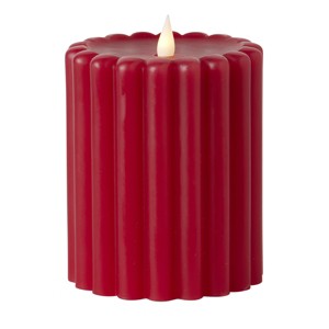Seasonal LLC Wide Ribbed Motion Flameless Candles 4x8 Red - 1 of 4