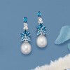 Ross-Simons 8.5-9mm Cultured Pearl and 2.30 ct. t.w. Blue and White Topaz Drop Earrings in Sterling Silver - 4 of 4