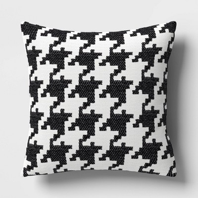 Square Houndstooth Woven Jacquard Chenille Pillow Black/White - Room Essentials™