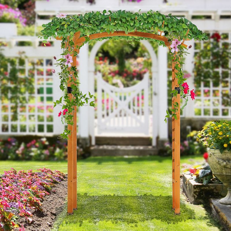 Outsunny 90in Wood Garden Arbor Arch with Trellis Wall for Climbing & Hanging Plants, Decor for Party, Weddings, Birthdays & Backyards, 3 of 9