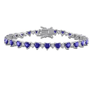 EVERLY JEWELRY | Sterling Silver Created Stones Bracelet - 7 in- Multiple Stone Color Option - 1 of 4