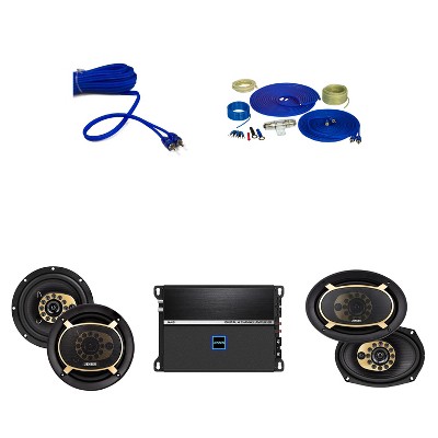 Jensen 1 Pair JS65T 6.5" and 1 Pair JS69T 3-Way Speakers Triaxial with Jensen JA4B 4-Channel 740 Watt Amplifier and Wiring Kit