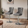 Thick Chrome Swivel Velvet Barstools,Adjustable 25-33"Height,Modern Upholstered with17.7" Base,Tufted Buttons&Diamond Pleating - Leovsnove - 3 of 4