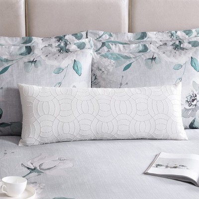 White Cotton Linen Embroidered Lumbar Pillow