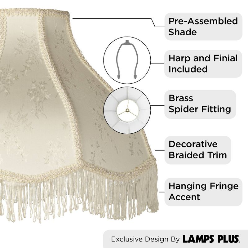 Springcrest Set of 2 Scallop Dome Lamp Shades Cream Large 6" Top x 17" Bottom x 11" High Spider Replacement Harp and Finial Fitting, 4 of 9