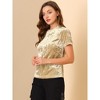 INSPIRE CHIC Women's Velvet Crew Neck Short Sleeve Casual Blouse - 4 of 4