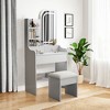 NicBex Vanity Desk with Mirror Small Vanity Table Set with Mirror, Hair Dryer Holder, Fashion Makeup Vanity with 4 Drawer and 1 Stool, White - 2 of 4