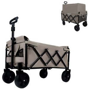 Kumasinova Foldable Lightweight Utility Wagon with 100% Extra Storage,Dual-Layer Expandable Pocket,Grocery Cart for Camping,Garden,Sports,225lbs - 1 of 4