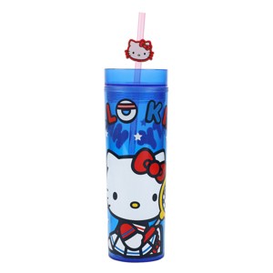 Hello Kitty Tennis 16 Oz Blue Plastic Tumbler Cup With Straw & Lid - 1 of 4